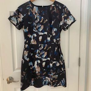 French Connection Abstract Black sheath dress.